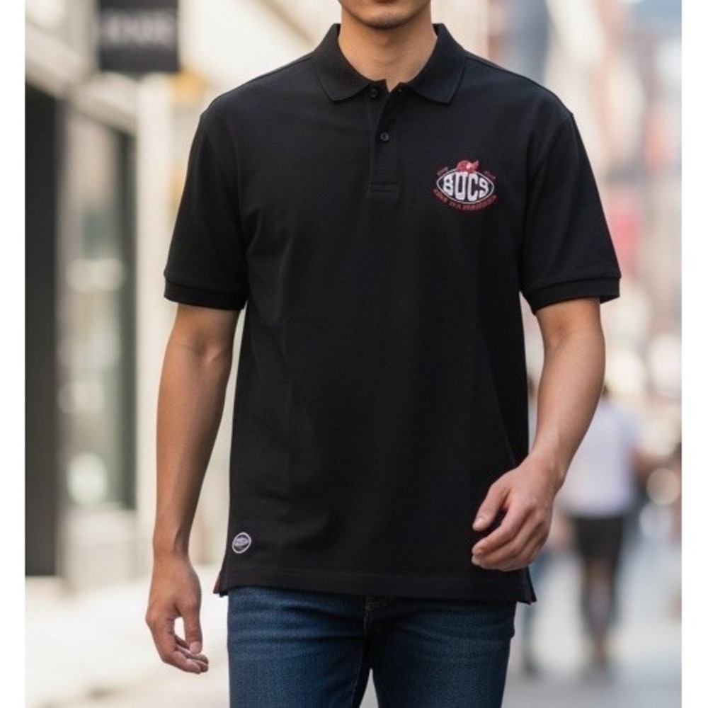 BOSS X NFL Tampa Bay Buccaneers Mens L Black Pique Polo Shirt Football NWT